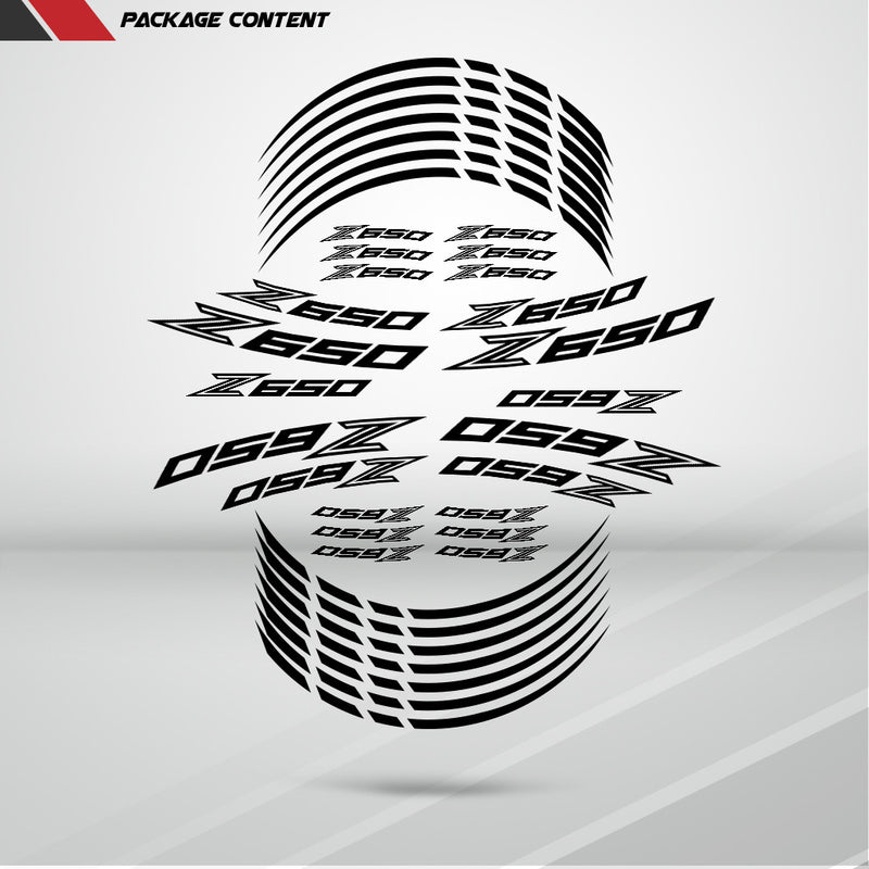 Kawasaki Z650 Motorcycle Rim Wheel Decal Accessory Sticker - Motorcycle stickers and decals