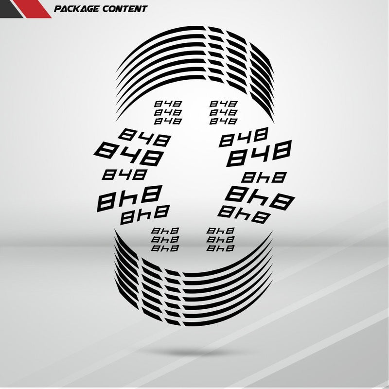 Ducati 848 Motorcycle Rim Wheel Decal Accessory Sticker - Motorcycle stickers and decals
