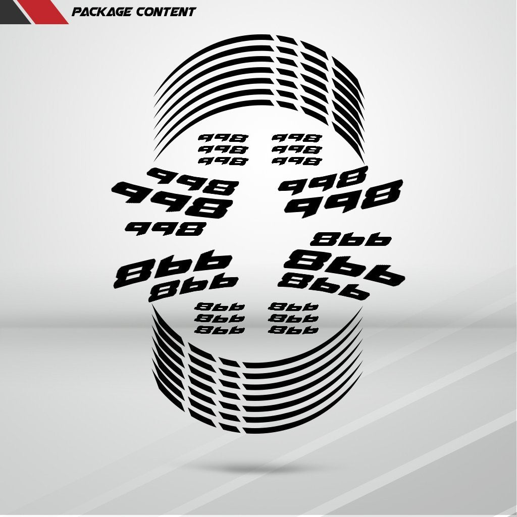 Motorcycle Rim Wheel Decal Accessory Sticker for Ducati 998 - Motorcycle stickers and decals