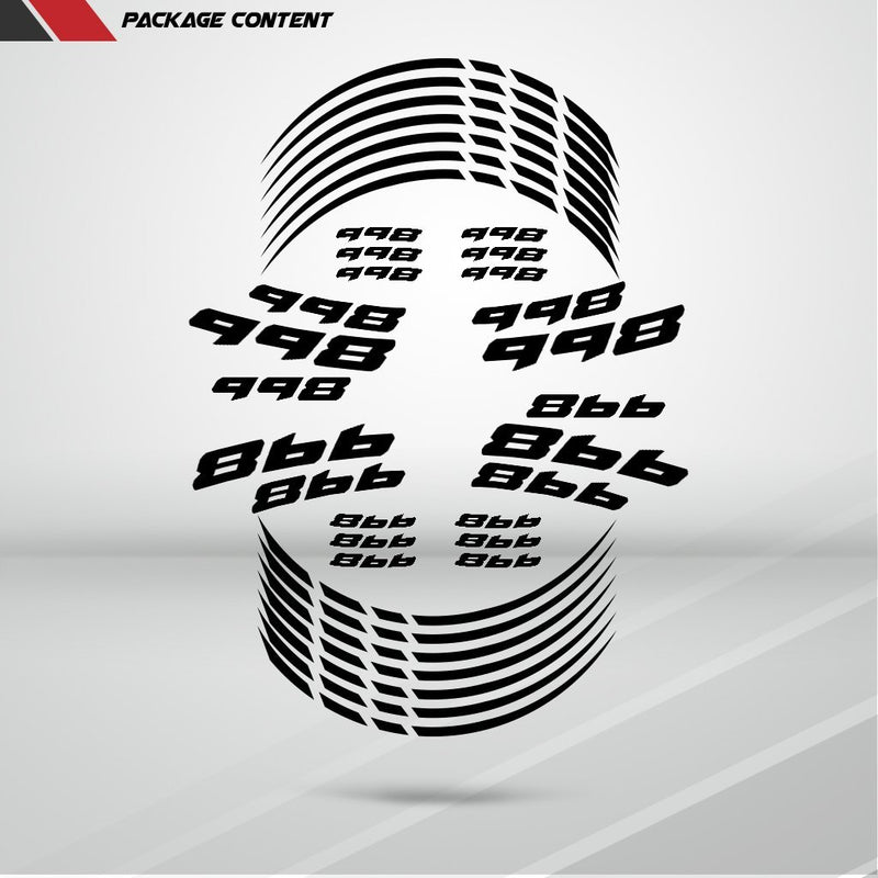 Motorcycle Rim Wheel Decal Accessory Sticker for Ducati 998 - Motorcycle stickers and decals