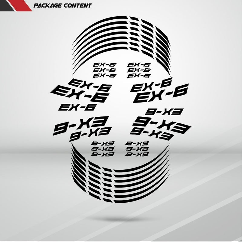 Motorcycle Rim Wheel Decal Accessory Sticker for Kawasaki EX-6 - Motorcycle stickers and decals
