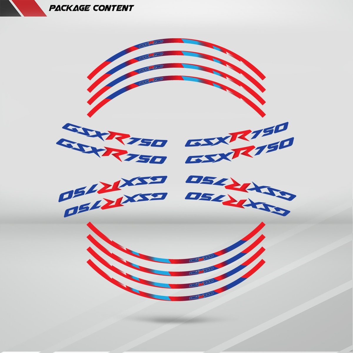 Suzuki GSXR 750 Wheel Rim Sticker Decal Stripe Motorcycle Bike MM-Kit v2 - Stickman Vinyls