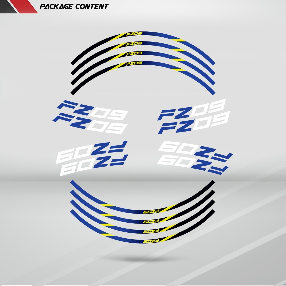 Yamaha FZ09 Wheel Rim Sticker Decal Stripe Motorcycle Bike MM-Kit v1 - Stickman Vinyls