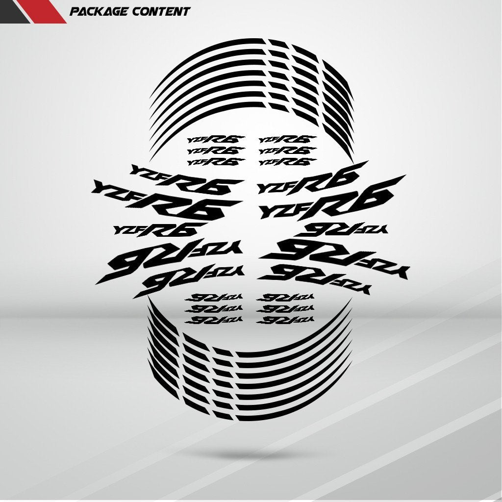 Yamaha YZF R6 Motorcycle Rim Wheel Decal Accessory Sticker - Motorcycle stickers and decals